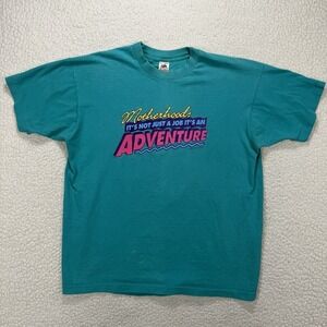 VTG Motherhood Adventure T Shirt XL USA 90s Graphic Retro Mom Tee Momcore